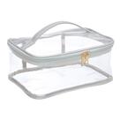 Bolsa de cosméticos EZpacking grande PVC transparente, plástico prateado
