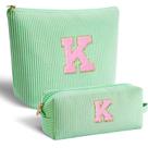 Bolsa de cosméticos que combina com monograma verde para mulheres