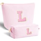 Bolsa de cosméticos que combina com recital de dança com design de iniciais - rosa