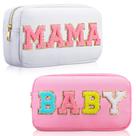 Bolsa de cosméticos Sanwuta Mama Gifts Nylon Toiletry Preppy Patch Bolsa de cosméticos Sanwuta Mama Gifts Nylon Toiletry Preppy Patch