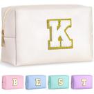 Bolsa de cosméticos TOPEAST Initial PU em couro impermeável branca Bolsa de cosméticos TOPEAST Initial PU em couro impermeável branca