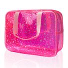 Bolsa de cosméticos TotePrint Clear Pink Star PVC impermeável