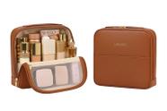 Bolsa de cosméticos XMDRISH Magnetic Standing com armazenamento 3D marrom Bolsa de cosméticos XMDRISH Magnetic Standing com armazenamento 3D marrom