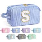 Bolsa de cosméticos YOOLIFE Monogram Initial Blue para mulheres Bolsa de cosméticos YOOLIFE Monogram Initial Blue para mulheres