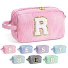 Bolsa de cosméticos YOOLIFE Personalizada Monogram Initial Pink Bolsa de cosméticos YOOLIFE Personalizada Monogram Initial Pink