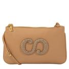 Bolsa de Couro Crossbody Glam - Tan Bolsa de Couro Crossbody Glam - Tan