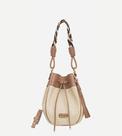 Bolsa de couro e rafia natural e caramelo smartbag