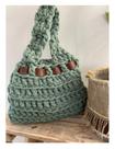 Bolsa De Crochê Em Fio De Malha Verde Luxo Artesanato Casual Dia A Dia