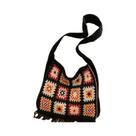 Bolsa De Crochê Granny Square Colorida Em Bege E Azul, Estilo Boho Chic, Vintage, Hippie, Para Praia