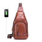 Bolsa de estilingue LUKZIJAES em couro genuíno para homens e viagens ao ar livre