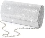 Bolsa de Festa lovyoCoCo Clutch com Glitter 20 x 5 x 11 cm Prata