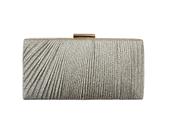 Bolsa de festa retangular plissada com glitter nude