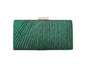 Bolsa de festa retangular plissada com glitter verde - acompanha alça dourada removível