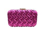 Bolsa de festa retangular trançada fucsia - acompanha alça removível