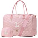 Bolsa de fim de semana Focdod Letter L para mulheres com compartimento para sapatos