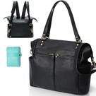 Bolsa de fraldas MOMINSIDE Tote, mochila de couro, 14 bolsos, preta