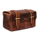 Bolsa de higiene Creative Leather Art em couro genuíno preto