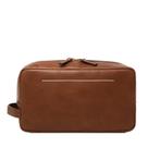 Bolsa de higiene de viagem Fossil Leather Shave Dopp Kit Brown