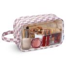 Bolsa de higiene Narwey Clear Travel Dusty Pink Checkerboard Bolsa de higiene Narwey Clear Travel Dusty Pink Checkerboard