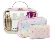 Bolsa de higiene para maquiagem Bluboon, 3 peças, cubos de embalagem transparentes para mulheres