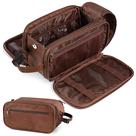 Bolsa de higiene PAVILIA Large para homens e mulheres de viagem em couro marrom