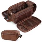 Bolsa de higiene PAVILIA Travel Shaving Dopp Kit de couro PU marrom