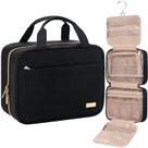 Bolsa de higiene pessoal de viagem NISHEL para mulheres com organizador suspenso preto