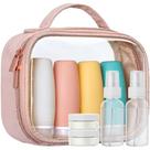 Bolsa de higiene pessoal de viagem PACKISM com 8 frascos à prova de vazamentos de 100 ml rosa