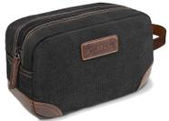 Bolsa de higiene pessoal emissary masculina em couro/lona de viagem preta