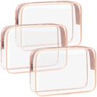 Bolsa de higiene pessoal F-color aprovada pela TSA, pacote com 3 unidades, transparente para viagens Bolsa de higiene pessoal F-color aprovada pela TSA, pacote com 3 unidades, transparente para viagens