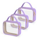Bolsa de higiene Wedama TSA aprovada pela TSA, pacote com 3 unidades, transparente com alças, roxa