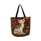Bolsa De Lona Multifuncional Reutilizável Com Estampa Floral De Gato Bolsa De Lona Multifuncional Reutilizável Com Estampa Floral De Gato