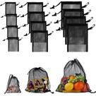 Bolsa de Malla con Cordón iMucci Negra 12 Piezas con Clips de Nylon