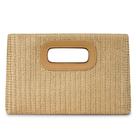 Bolsa de mão Straw Clutch Kseymeir Top Handle para mulheres cáqui