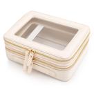 Bolsa de maquiagem Aveniee Large Clear Double Layer com compartimento para pincel