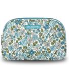 Bolsa de maquiagem Bella Taylor, algodão acolchoado, delicado, floral, azul