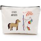 Bolsa de maquiagem Blue Leaves Artists Waterproof Linen 9x7in