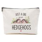 Bolsa de maquiagem Blue Leaves Hedgehog Print impermeável 23x18cm