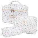 Bolsa de maquiagem, bolsa de cosméticos acolchoada, bolsa grande de maquiagem floral para mulheres, conjunto de bolsa de maquiagem de algodão, bolsa de higiene Flower Travel