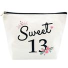 Bolsa de maquiagem Charmoly Sweet 13 para meninas, presentes de aniversário de 13 anos