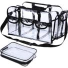 Bolsa de maquiagem de viagem Abbylike em PVC transparente com bolsos e alça Bolsa de maquiagem de viagem Abbylike em PVC transparente com bolsos e alça