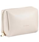 Bolsa de maquiagem de viagem Aveniee Vegan Leather com bolsos em creme