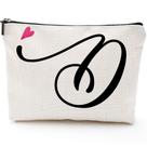 Bolsa de maquiagem de viagem Blue Leaves D Initial Monogram Waterproof