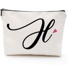 Bolsa de maquiagem de viagem Blue Leaves H Initial Monogram Waterproof
