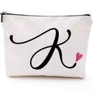 Bolsa de maquiagem de viagem Blue Leaves K Initial Monogram Waterproof
