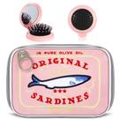 Bolsa de maquiagem e mini escova de cabelo com espelho Reginary Pink
