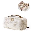 Bolsa de maquiagem EACHY Travel de grande capacidade à prova d'água bege
