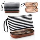 Bolsa de maquiagem Ethereal Small para escova de maquiagem Purse Stripe