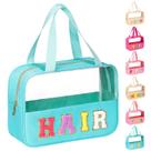 Bolsa de maquiagem eurovicky Chenille Letter Patch Clear Waterproof