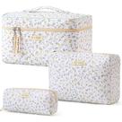 Bolsa de maquiagem HBSelect acolchoada de algodão para viagem, 3 peças para mulheres e meninas
